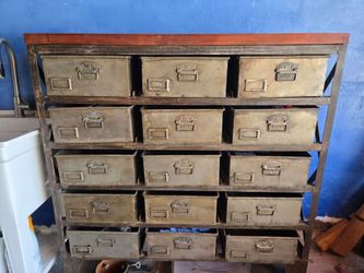 Storage dresser: modern industrial with metal bins