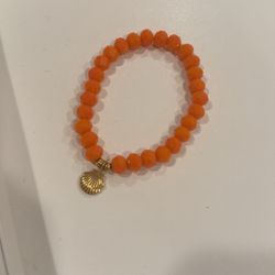 Orange Bracelet with Gold Seashell Charm – Brand New