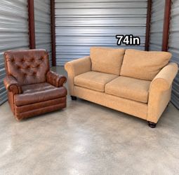 Loveseat + Leather chair