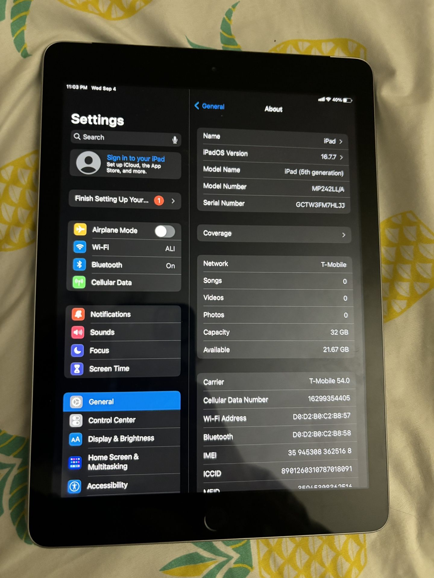iPad 5th Gen WiFi + Cellular