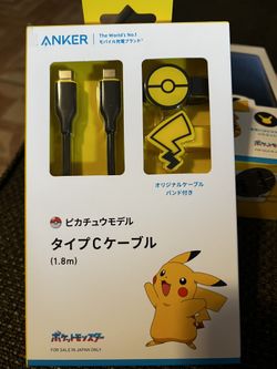 Anker USB-C Cable Pikachu Model 100W Silicone Anti-Tangle Strap New Japan