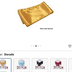 300 Pieces gold satin chairs bows ( 7×109 Inch )