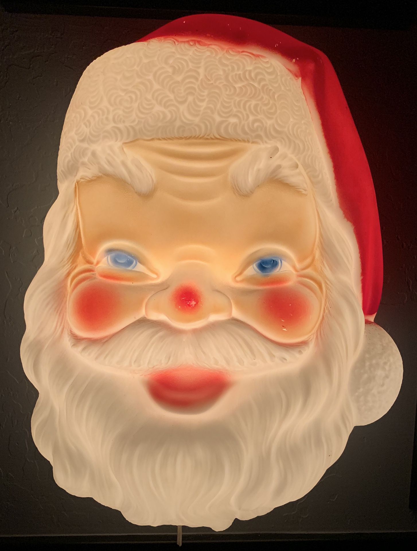 Vintage Empire Christmas 17” Blow Mold Santa Head Good Condition, Includes Light Cord