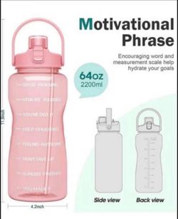 Brandnew Half Gallon Water Bottles With Straw, 64 oz Water Bottle With Times To Drink, Water Jug, Large Motivational Water Bottle, Sports Water Bottle