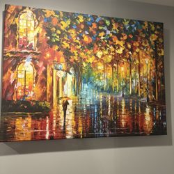 Beautiful Canvas- vibrant colors girl in the rain