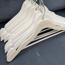 EUC Set of 14 White Wooden Hangers