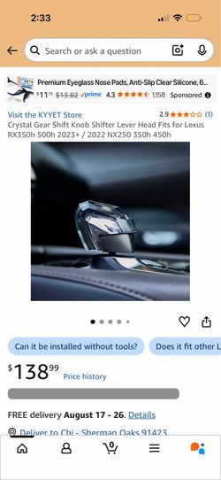 Crystal Gear Shift Knob Shifter Lever Head Fits for Lexus RX350h 500h 2023+ / 2022 NX250 350h 450h