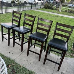 X4 Barstool Leather Wooden Chairs