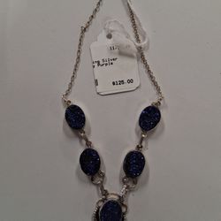 STERLING SILVER PURPLE DRUZZY NECKLACE 