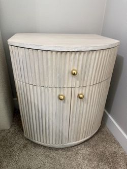 Cameo 20” Fluted Whitewashed Wood Nightstand With Drawer set of 2