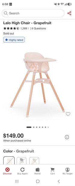 Lalo High Chair – Grapefruit