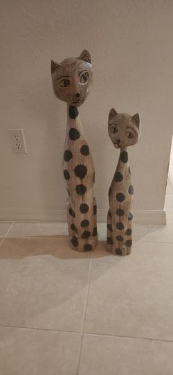 Wooden Cat Figurines
