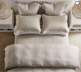 Pottery Barn Belgian Flax Diamond Quilted Shams