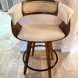 Mid Century Modern Swivel Barstools W/ Foot & back rest