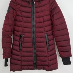 Canada Weather Gear Red Women's Insulated Parka Hooded Puffer Jacket Coat Small