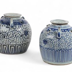 Chinese Blue & White Porcelain Jars 
