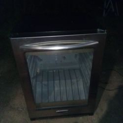 KitchenAid Mini Fridge, Stainless Steel, Glass, Wood