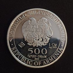 2023 Armenia Noah Ark Fine Silver 500 Drams 1 Oz Coin