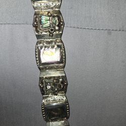 Woman's Vintage Sterling Silver Abalone Braclet 40 Grams