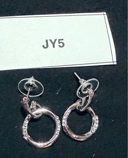 Silver-Tone Circle Drop Earrings with Rhinestone Accents – JY5