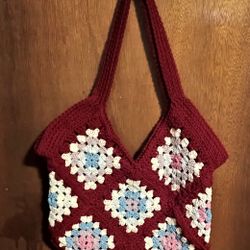 Granny Square Crochet Tote Shoulder 