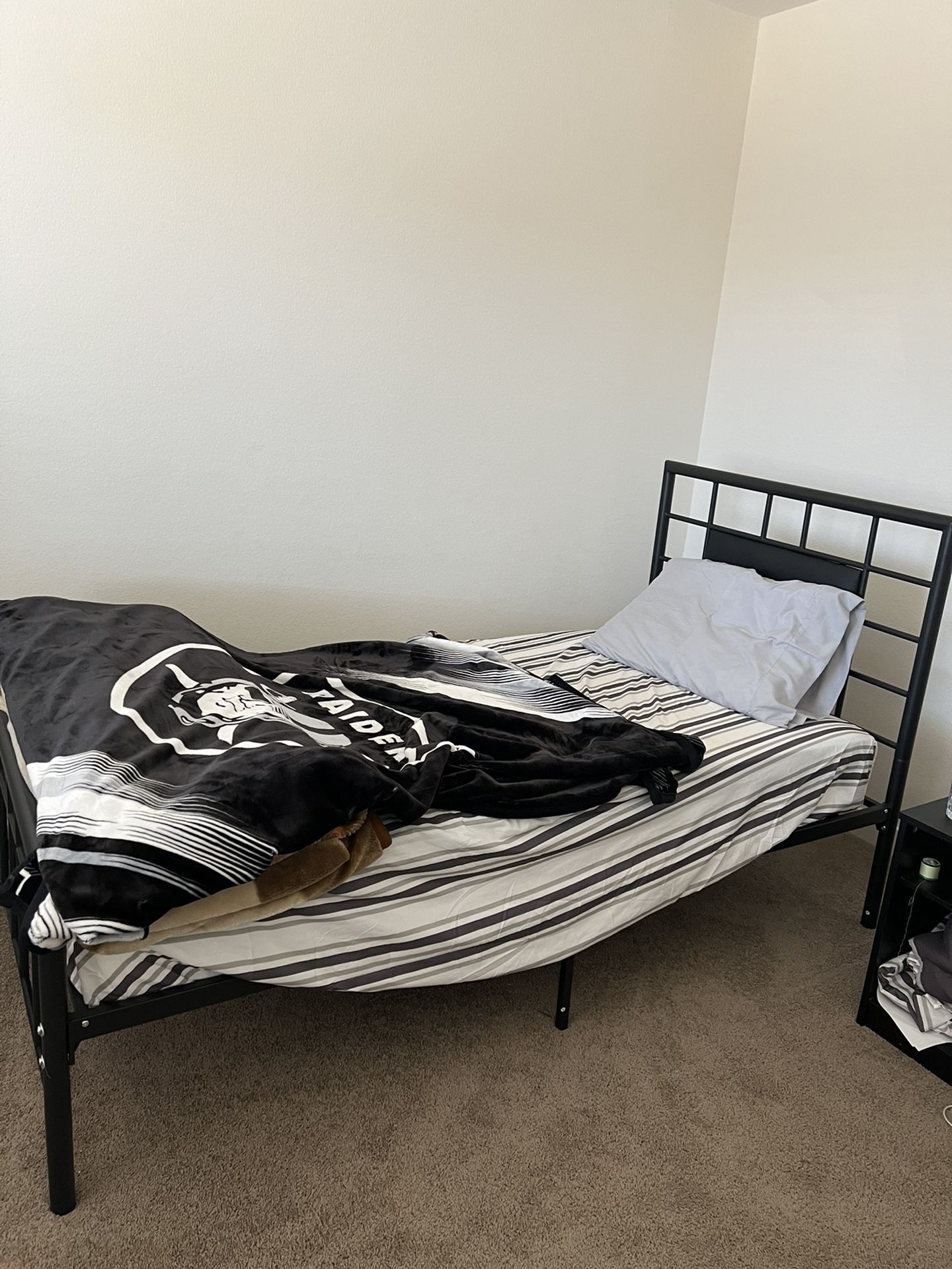 Twin Metal Black Bed Frame  With Mattress