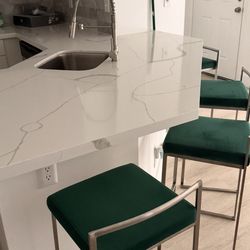 4 Green Bar Stool Chairs