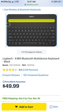 Logitech K480 Bluetooth keyboard black/ new in box
