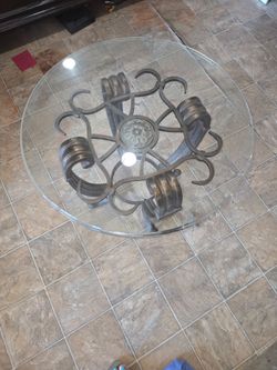 Round and square Glass Top Table with Wrought Iron Base