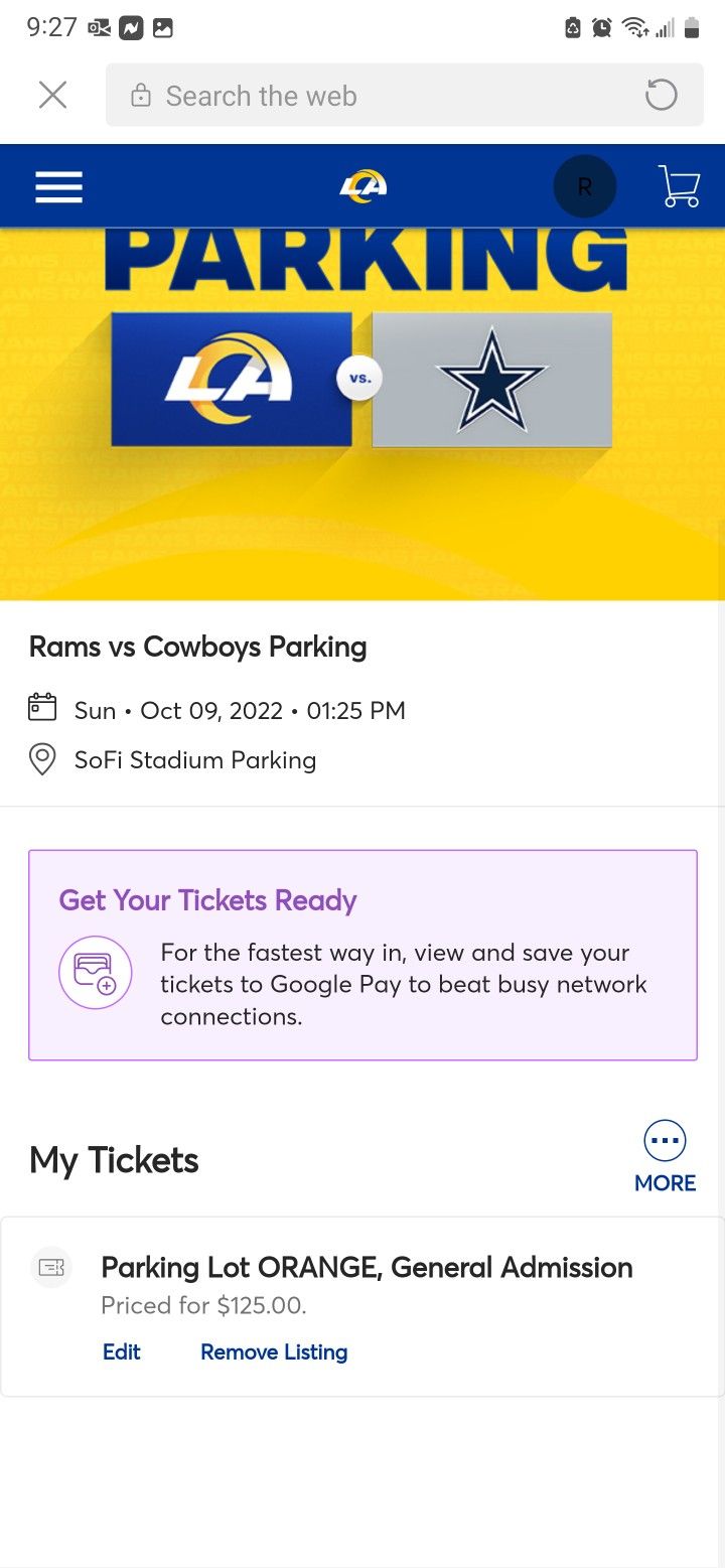 Parking Pass Rams / Cowboys