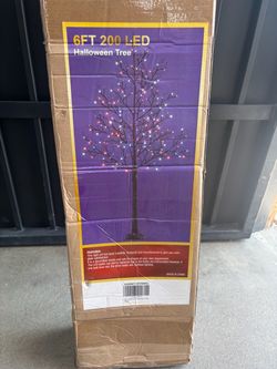 6 ft. Willow Tree with 200 LED orange & purple lights, black trunk with perfect curve