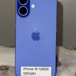iPhone 16 – 128GB Blue | 100% Battery Health | Unlocked 