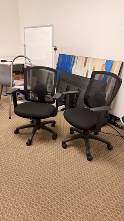 Office Task Chairs – Black Mesh Back, 4 Available