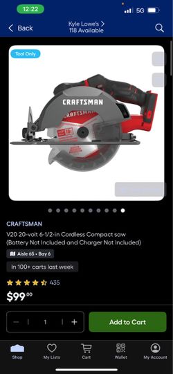 CRAFTSMAN  6-1/2-in Cordless Compact saw
