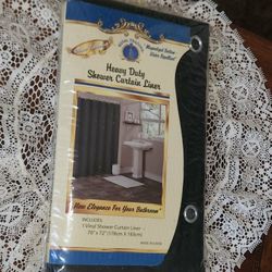 NEW IN PACKAGE HEAVY DUTY BLACK VINYL SHOWER CURTAIN LINER 70" X 72" 