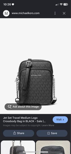 (MK)Travel Medium Logo Crossbody Bag in BLACK