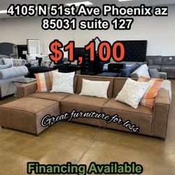 Sectional Brown Faux Leather Brand New