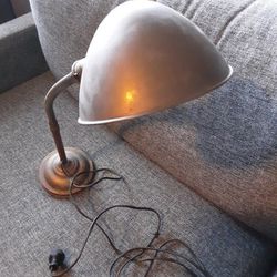 Antique Hubbell Brass Gooseneck Desk Lamp