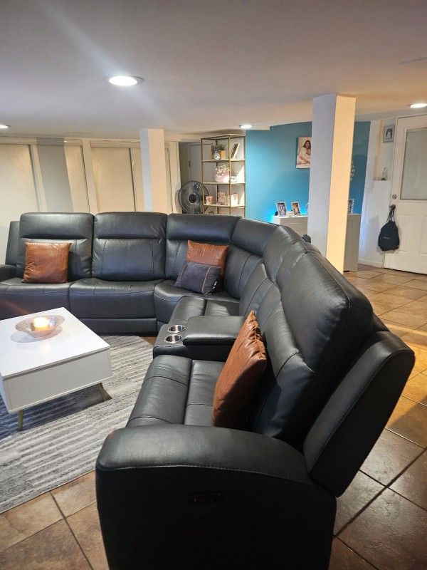 Genuine Leather Power Sectional Sofa