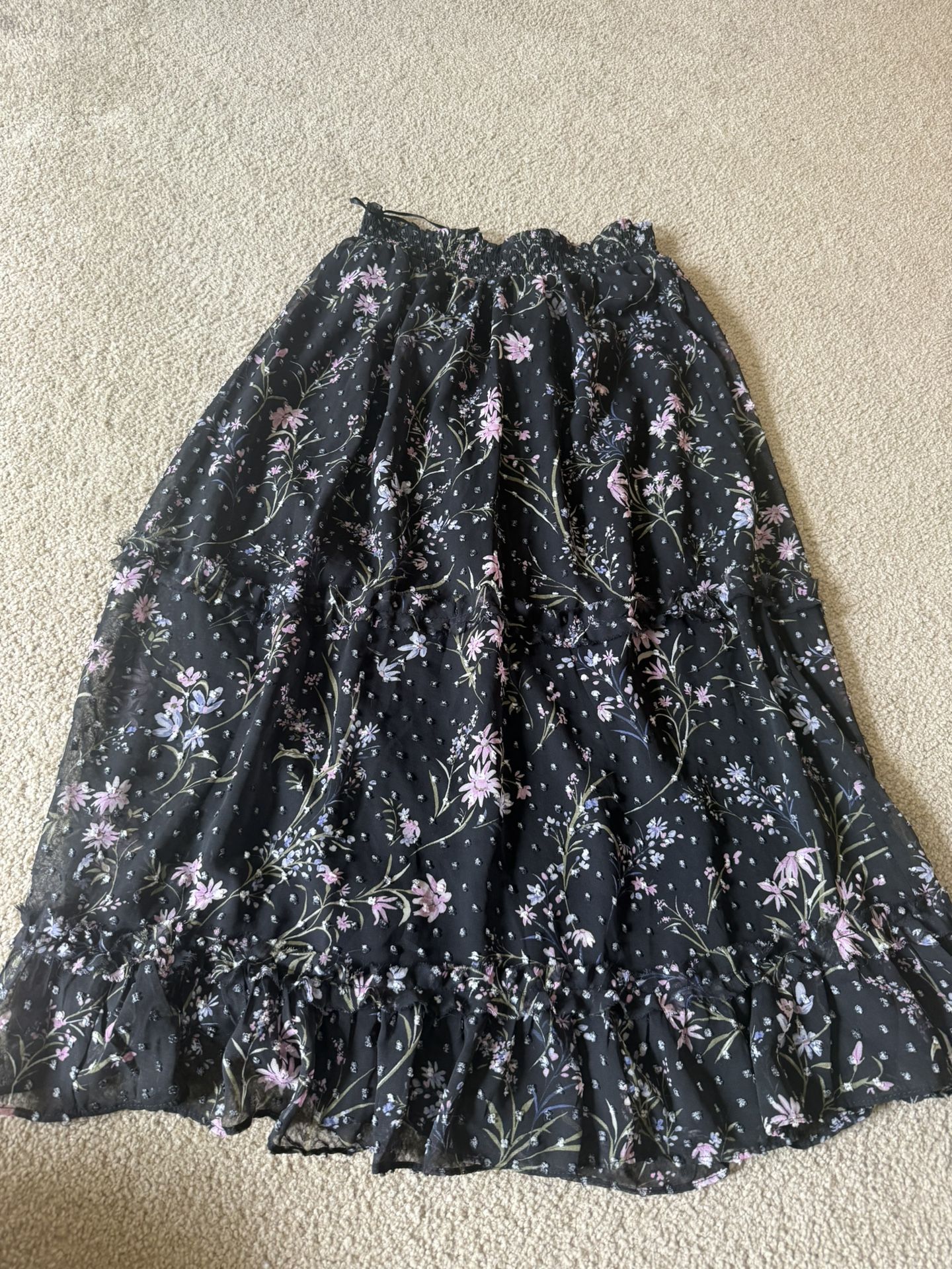 $20| Small| Cece Dupraz Floral Chiffon Textured Skirt
