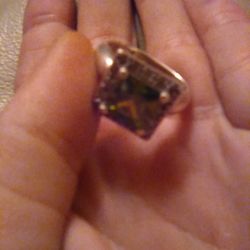 Silver Emerald Ring Size 8