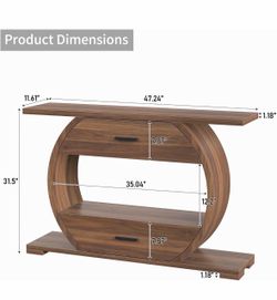 Walnut Console Table with Drawers
