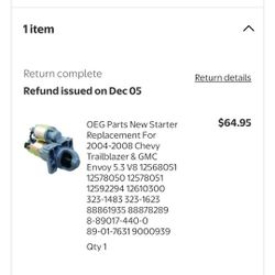 New Starter Replacement For 2004-2008 Chevy Trailblazer & GMC Envoy +many Other Vehicles (See Pics)