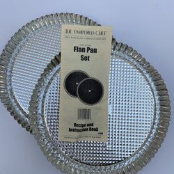 Pampered Chef Flan Pan Set #1700 (2) Pans with Instruction & Recipe Book 10” NEW