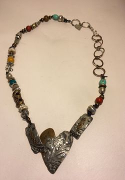 X O Madmax Heart of Metal Metallic Necklace.