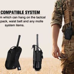 Black Tactical Molle Radio case. Walkie Talkie Pouch. Safe and Secure Cell/Radio