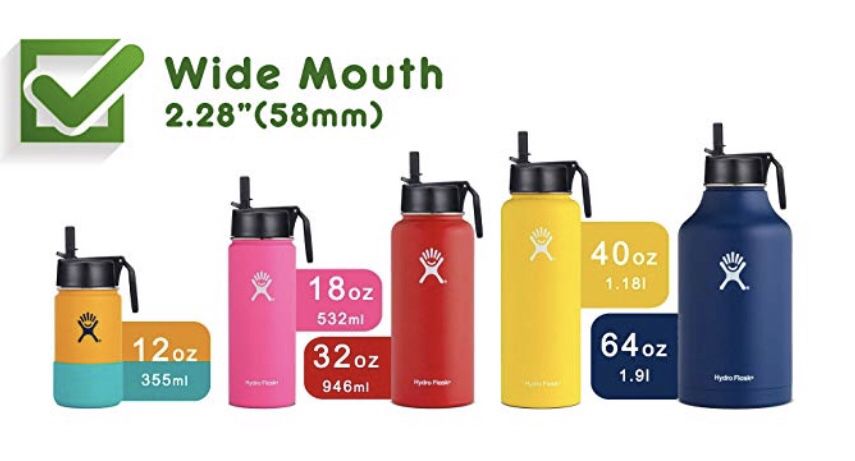 [New 2019] Straw Lid for Hydro Flask Wide Mouth Water Bottle, 2 Straws and 1 Straw Brush Included, Fitting Most Wide Mouth Bottle
