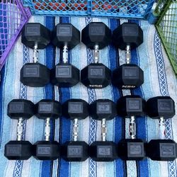  SET OF RUBBER DUMBBELLS (PAIRS OF)  :  40s  45s  50s  55s  60s   •  Will Sell Individually 