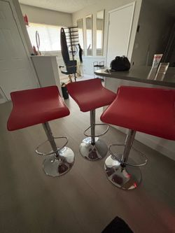 3 RED BAR STOOLS