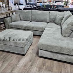 Gray Sectional W/ Storage Ottoman